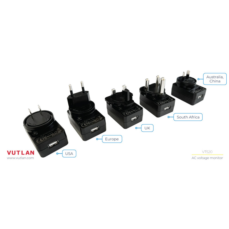 VT520 | AC voltage detector | Multiple power plug types | Vutlan.com